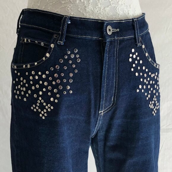 Vintage Arden B Western Studded Bootcut Jeans High Waist Dark Blue Size 10 - Picture 1 of 10